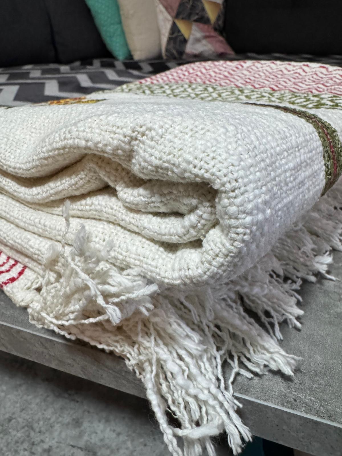 Boho Sofadecke 230×135 cm, Handbedruckte Blockprint Baumwolle aus Indien